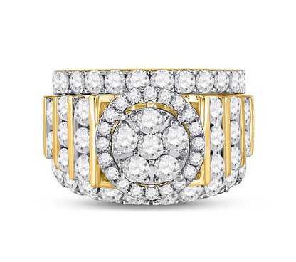 14k Yellow Gold Round Diamond Cluster Bridal Engagement Ring 3-5/8 Cttw