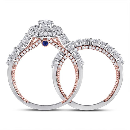 14k Two-tone Gold Round Diamond Bridal Wedding Ring Set 1-3/4 Cttw (Certified)