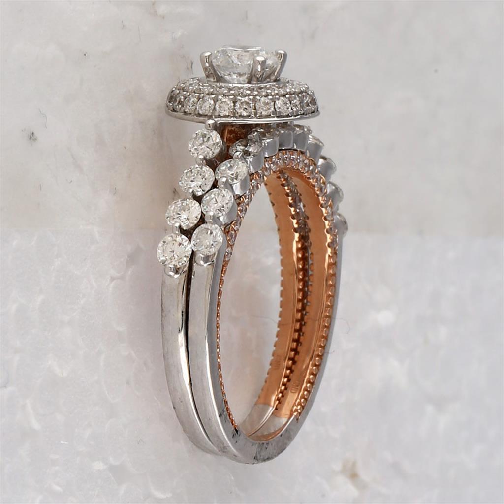 14k Two-tone Gold Round Diamond Bridal Wedding Ring Set 1-3/4 Cttw (Certified)