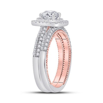 14k Two-tone Gold Round Diamond Bridal Wedding Ring Set 1-7/8 Cttw (Certified)