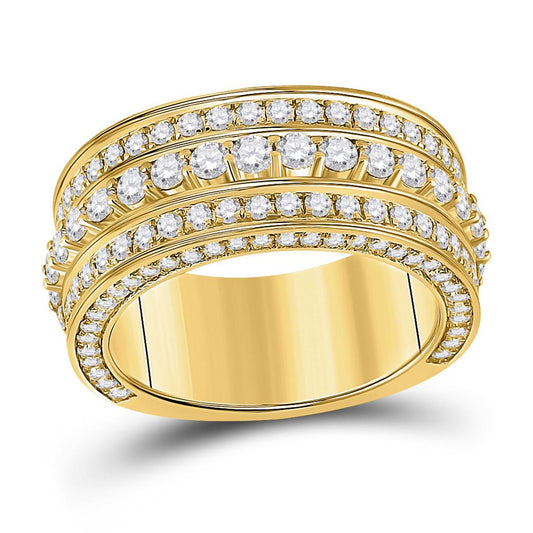 10k Yellow Gold Round Diamond Statement Band Ring 3 Cttw