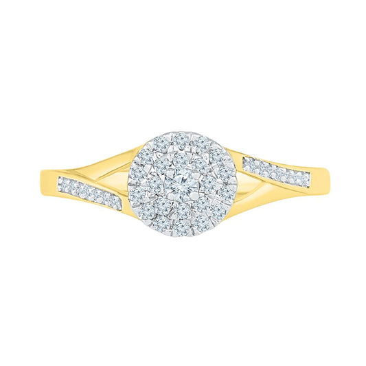 10k Yellow Gold Round Diamond Solitaire Promise Ring 1/5 Cttw