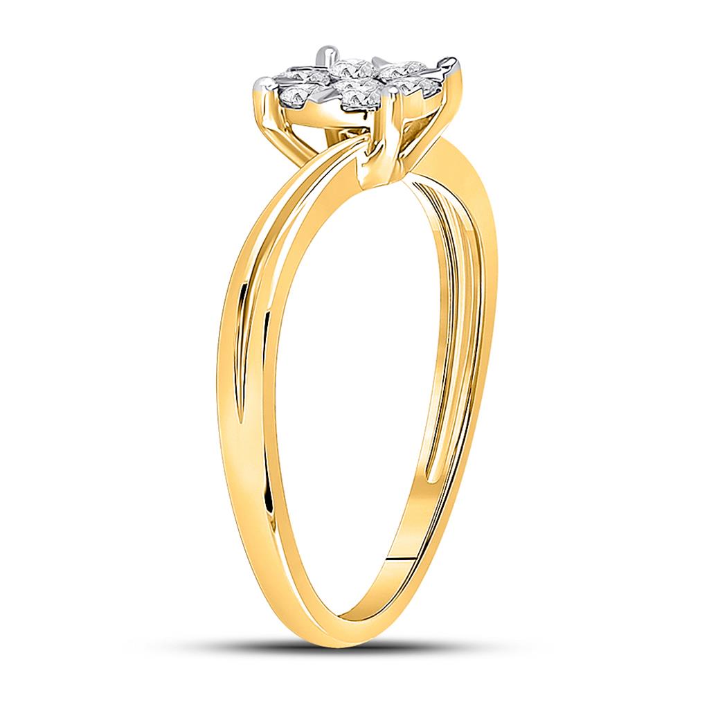 10k Yellow Gold Round Diamond Flower Cluster Ring 1/3 Cttw