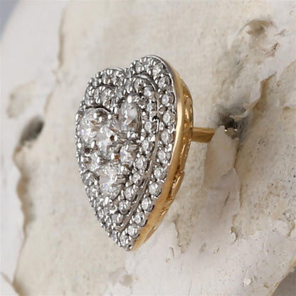 14k Yellow Gold Round Diamond Heart Cluster Earrings 1 Cttw
