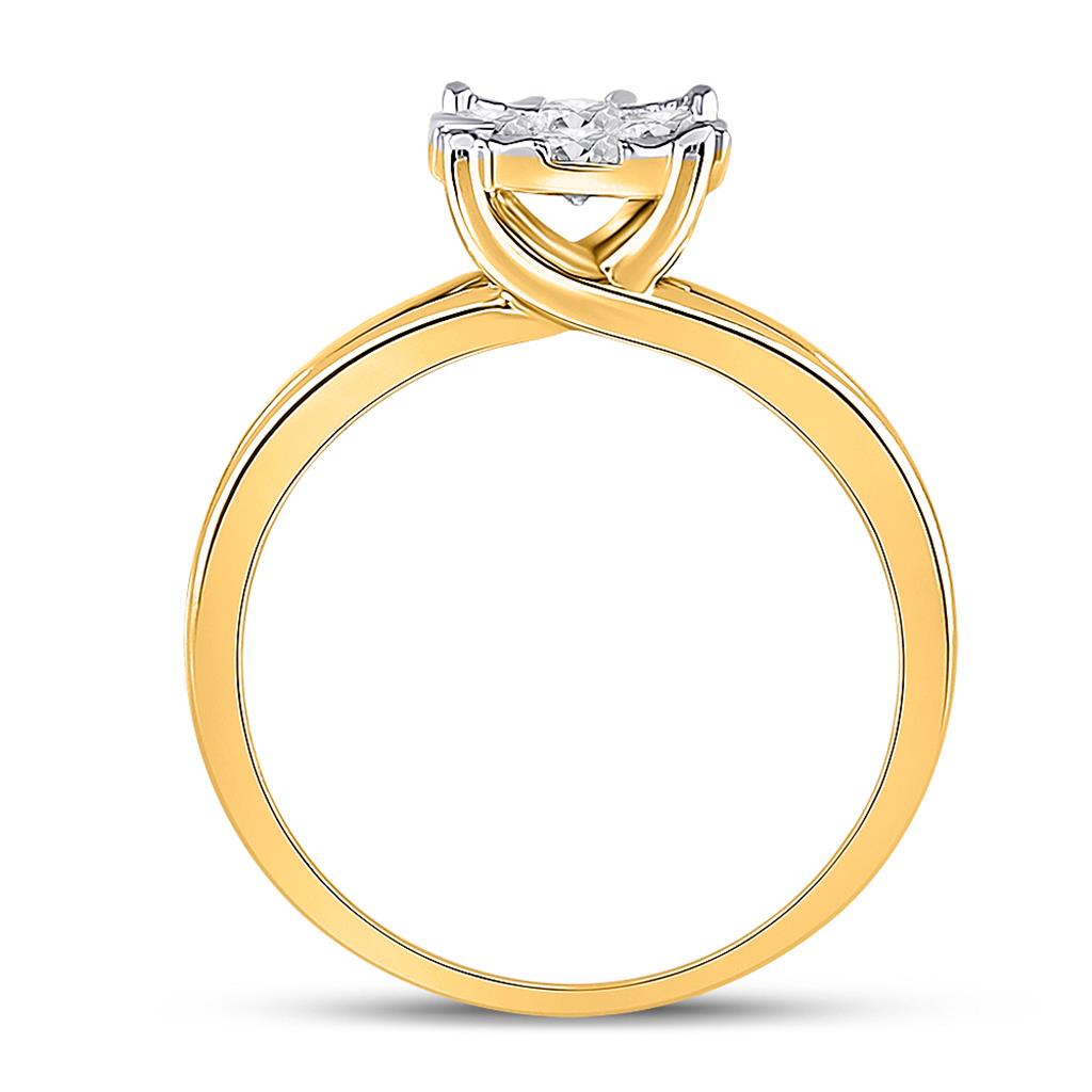 10k Yellow Gold Round Diamond Flower Cluster Ring 1/2 Cttw