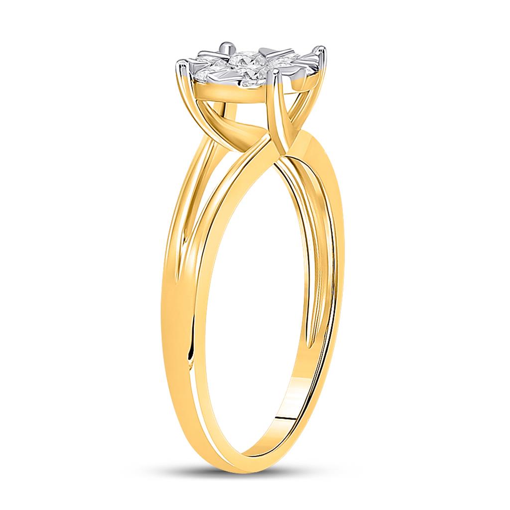 10k Yellow Gold Round Diamond Flower Cluster Ring 1/2 Cttw