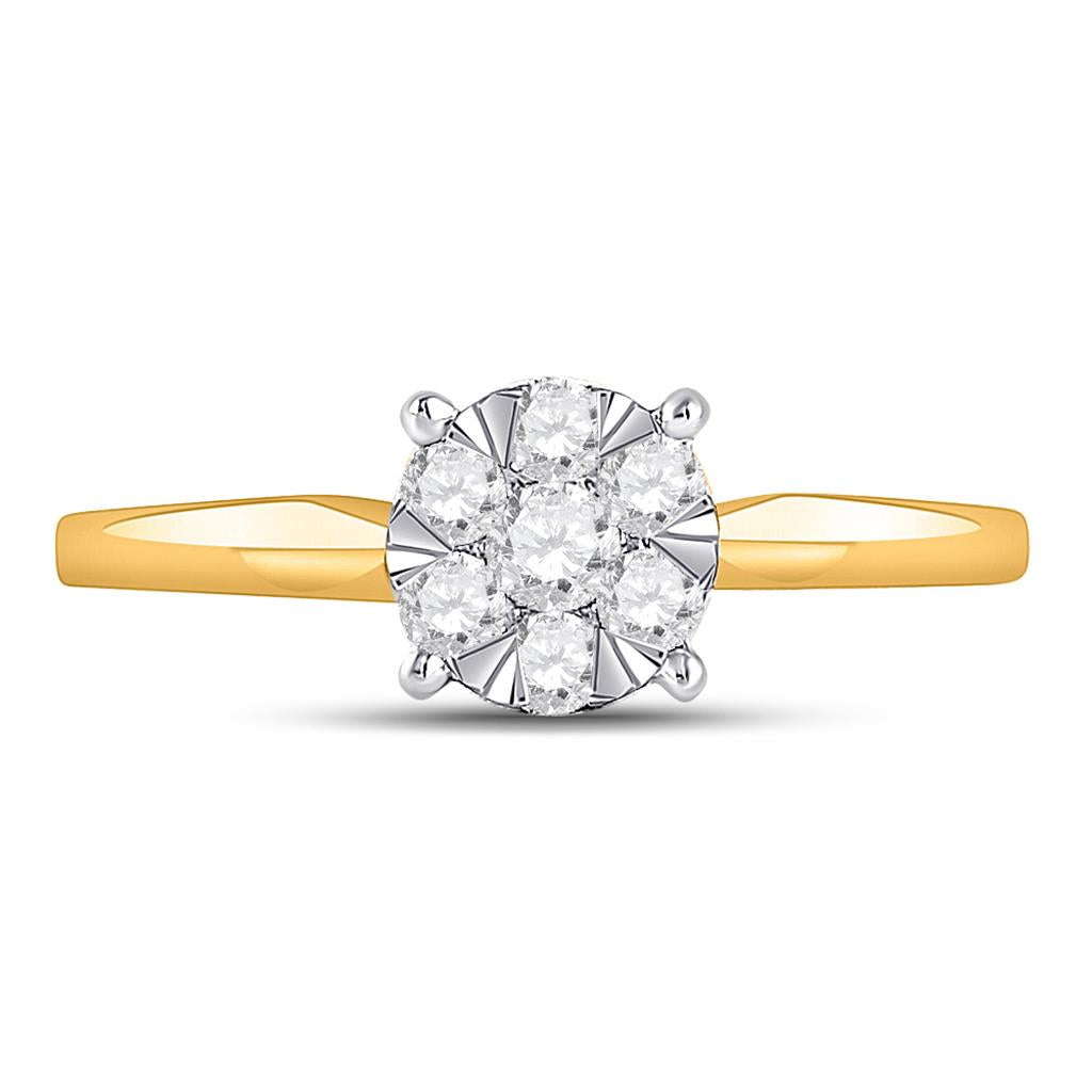 10k Yellow Gold Round Diamond Flower Cluster Ring 1/3 Cttw