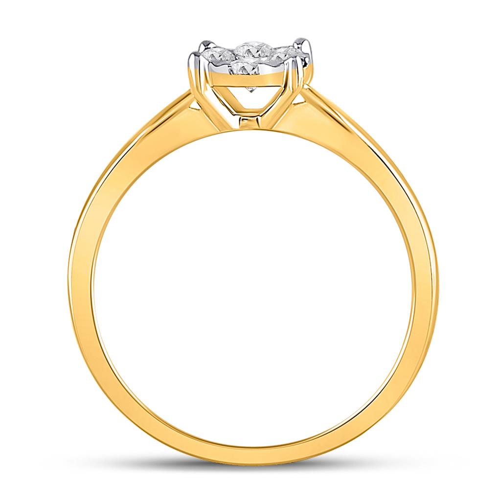 10k Yellow Gold Round Diamond Flower Cluster Ring 1/3 Cttw