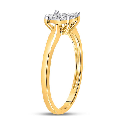 10k Yellow Gold Round Diamond Flower Cluster Ring 1/3 Cttw