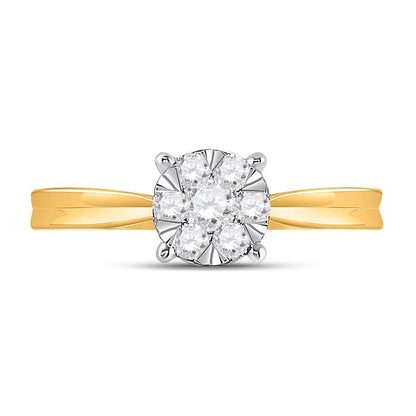 10k Yellow Gold Round Diamond Flower Cluster Ring 1/3 Cttw