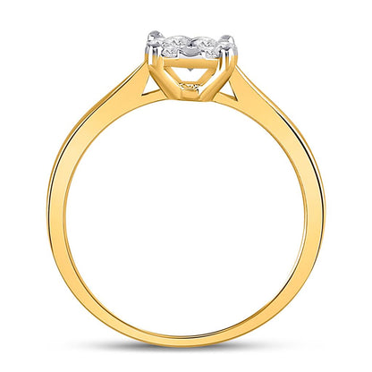 10k Yellow Gold Round Diamond Flower Cluster Ring 1/3 Cttw