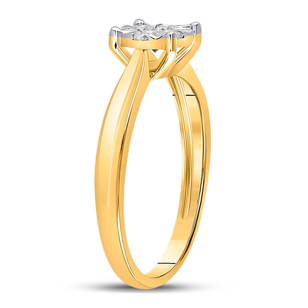10k Yellow Gold Round Diamond Flower Cluster Ring 1/3 Cttw