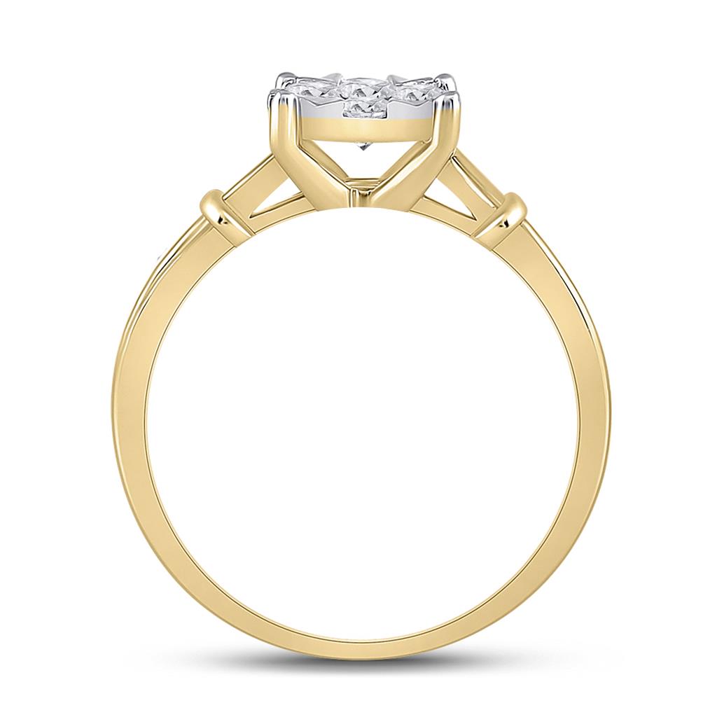 10k Yellow Gold Round Diamond Flower Cluster Ring 1/2 Cttw
