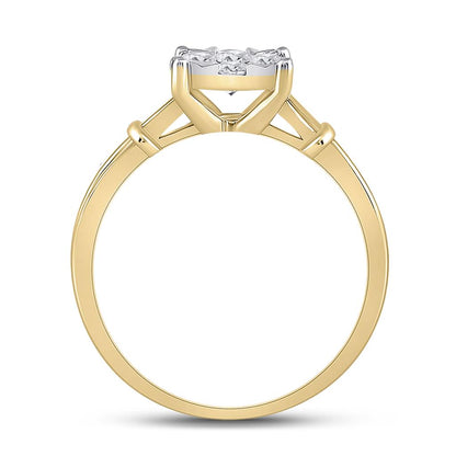 10k Yellow Gold Round Diamond Flower Cluster Ring 1/2 Cttw