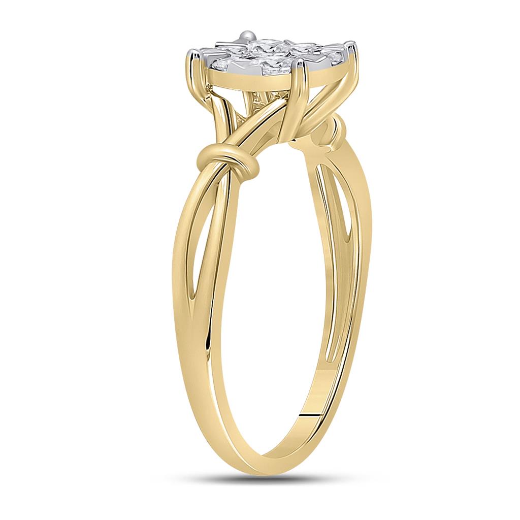 10k Yellow Gold Round Diamond Flower Cluster Ring 1/2 Cttw