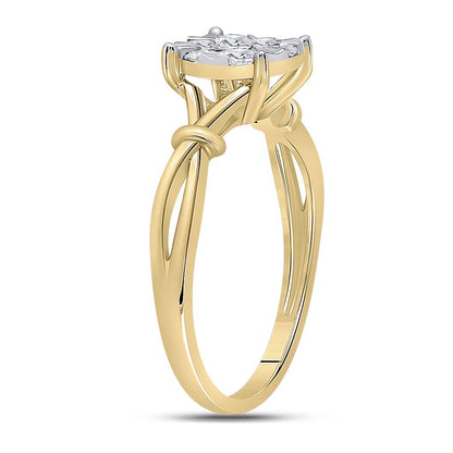 10k Yellow Gold Round Diamond Flower Cluster Ring 1/2 Cttw
