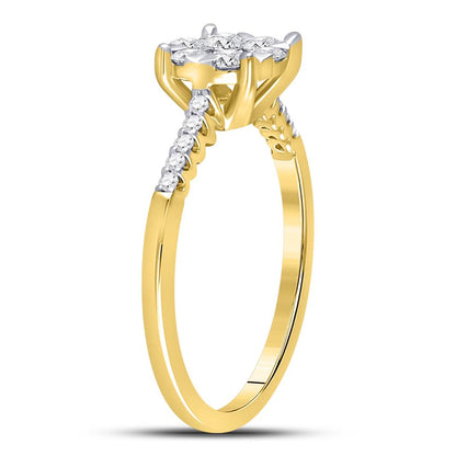 10k Yellow Gold Round Diamond Flower Cluster Ring 1/2 Cttw