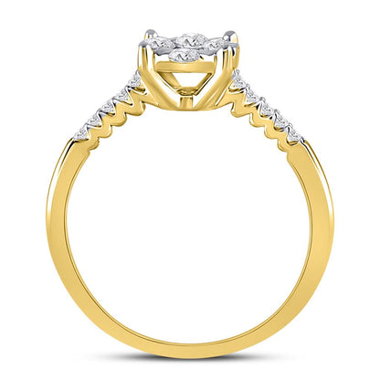 10k Yellow Gold Round Diamond Flower Cluster Ring 1/2 Cttw