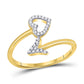 10k Yellow Gold Round Diamond Heart Arrow Band Ring 1/10 Cttw
