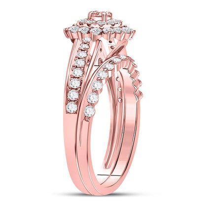 14k Two-tone Gold Round Diamond Bridal Wedding Ring Set 1 Cttw