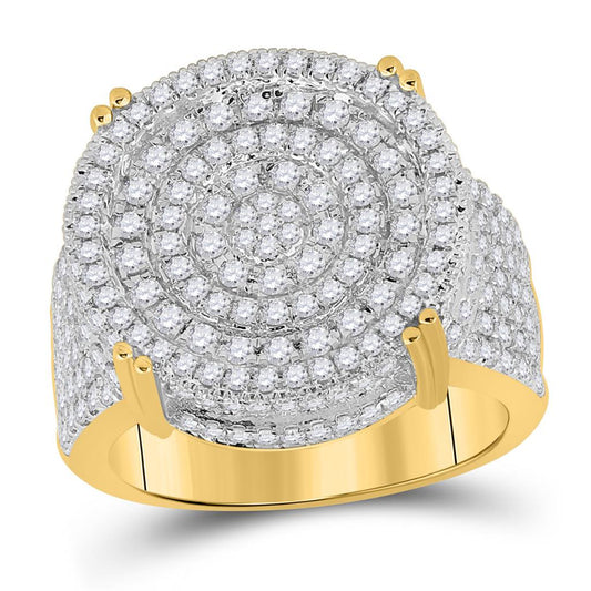 10k Yellow Gold Round Diamond Statement Cluster Ring 1-7/8 Cttw