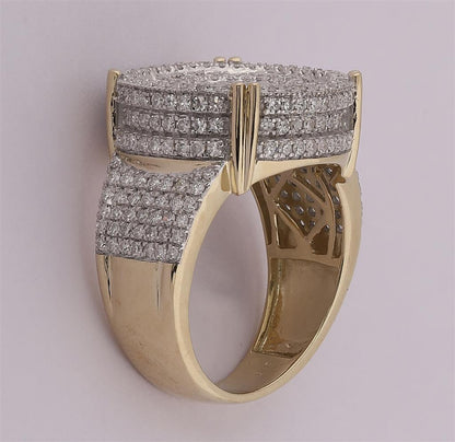 10k Yellow Gold Round Diamond Statement Cluster Ring 1-7/8 Cttw