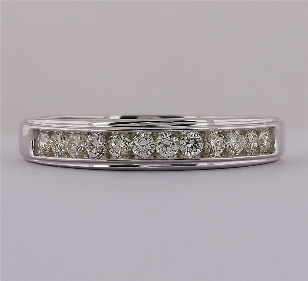 14k White Gold Round Diamond Wedding Channel-Set Band Ring 1/2 Ctw