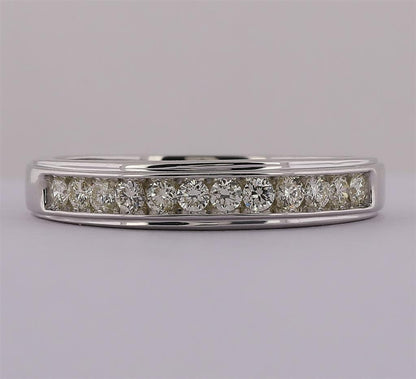 14k White Gold Round Diamond Wedding Channel-Set Band Ring 1/2 Ctw