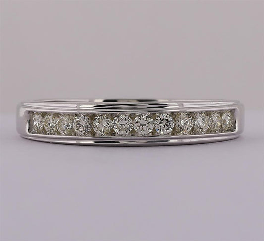 14k White Gold Round Diamond Wedding Channel-Set Band Ring 1/2 Ctw