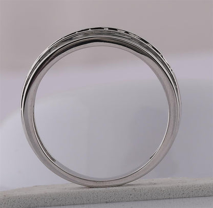 14k White Gold Round Diamond Wedding Channel-Set Band Ring 1/2 Ctw