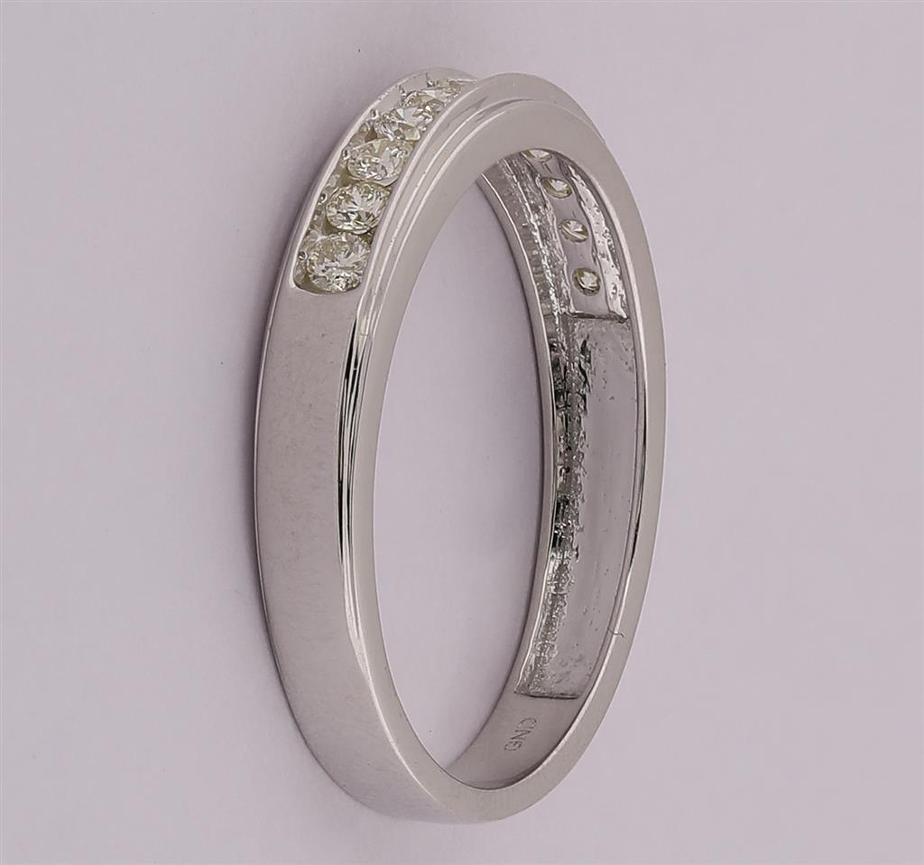 14k White Gold Round Diamond Wedding Channel-Set Band Ring 1/2 Ctw