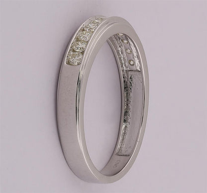 14k White Gold Round Diamond Wedding Channel-Set Band Ring 1/2 Ctw