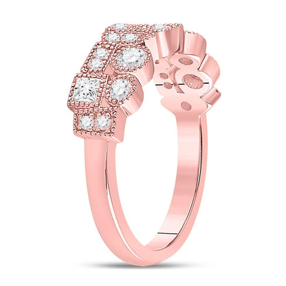 10k Rose Gold Round Diamond Modern Gemometric Band Ring 5/8 Cttw