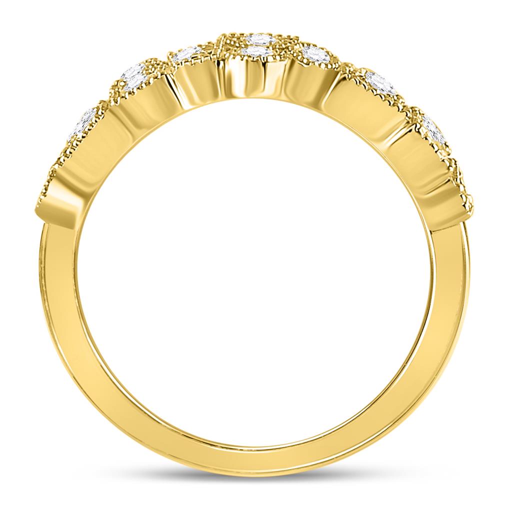 10k Yellow Gold Round Diamond Modern Gemometric Band Ring 5/8 Cttw