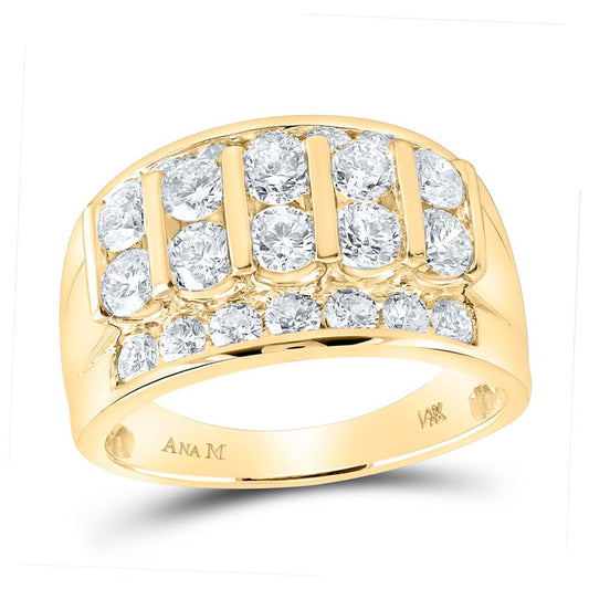 14k Yellow Gold Round Diamond Wedding Band Ring 3 Cttw