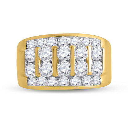 14k Yellow Gold Round Diamond Wedding Band Ring 3 Cttw