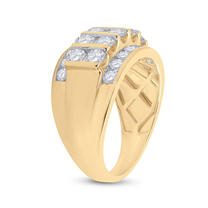 14k Yellow Gold Round Diamond Wedding Band Ring 3 Cttw