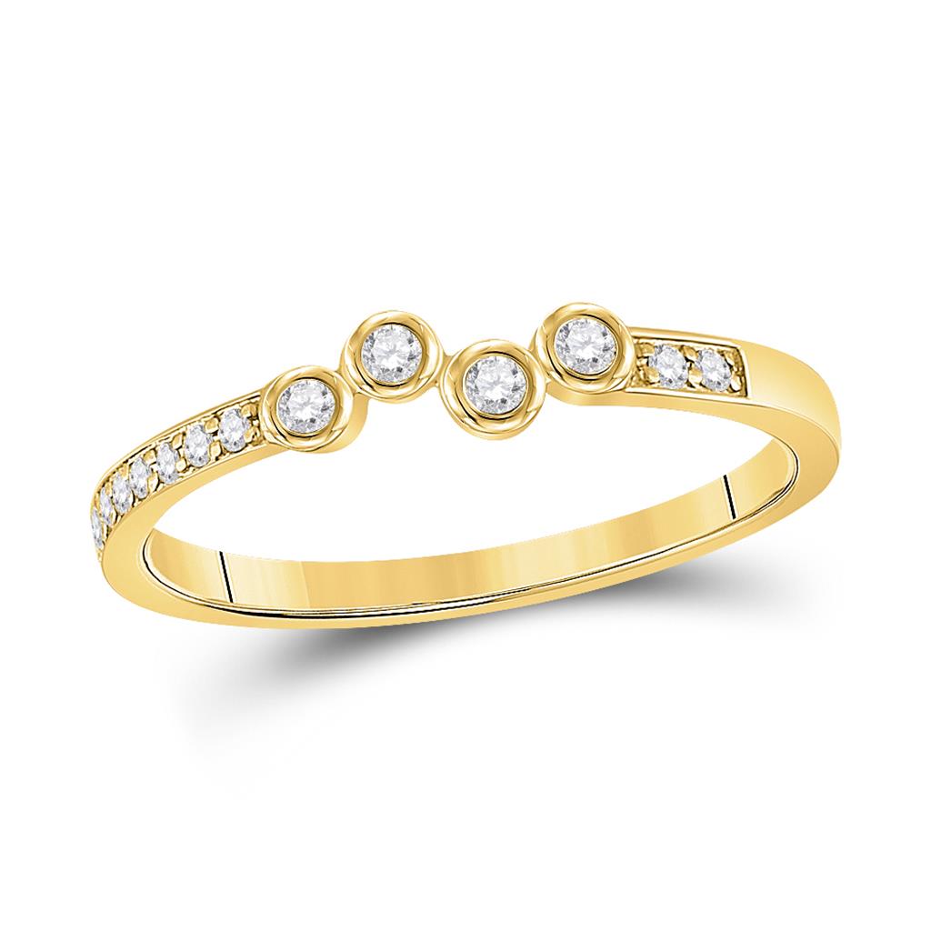 10k Yellow Gold Round Diamond Stackable Band Ring 1/5 Cttw