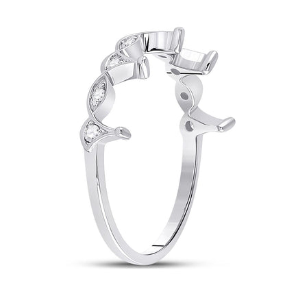 14k White Gold Round Diamond Crown Stackable Band Ring 1/5 Cttw