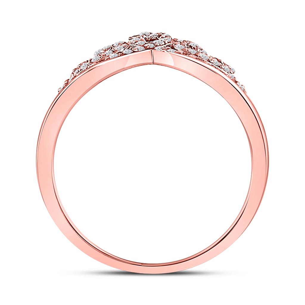 10k Rose Gold Round Diamond Fashion Crown Band Ring 1/3 Cttw