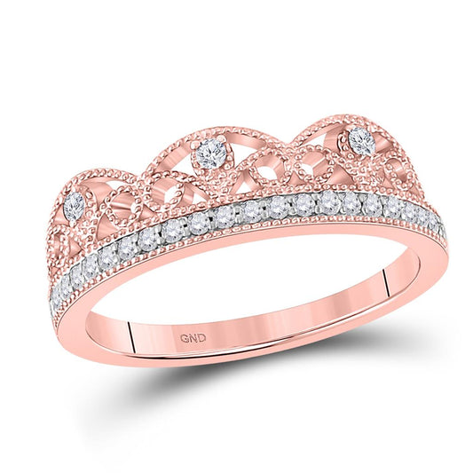 10k Rose Gold Round Diamond Band Ring 1/5 Cttw