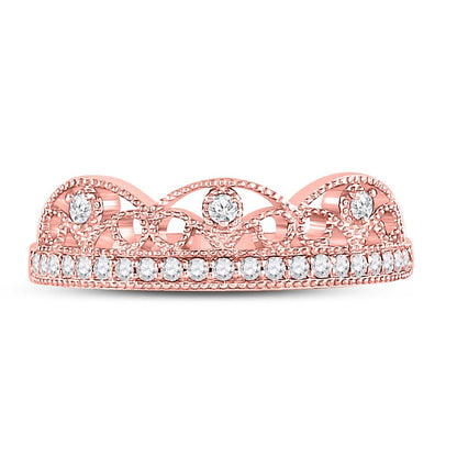 10k Rose Gold Round Diamond Band Ring 1/5 Cttw