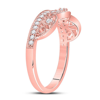 10k Rose Gold Round Diamond Band Ring 1/5 Cttw