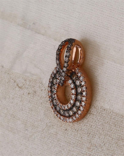 10k Rose Gold Round Brown Diamond Circle Pendant 1/2 Cttw