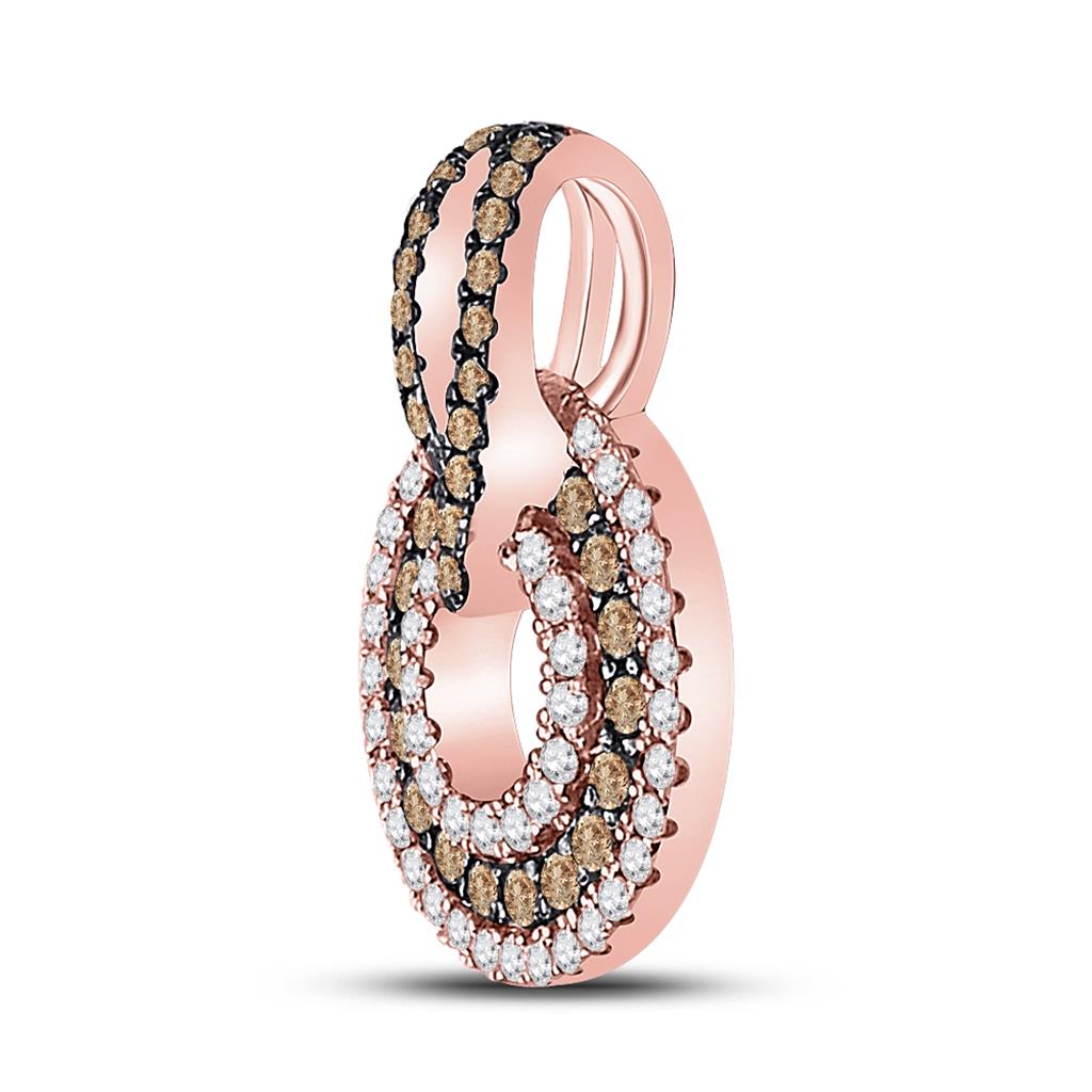 10k Rose Gold Round Brown Diamond Circle Pendant 1/2 Cttw