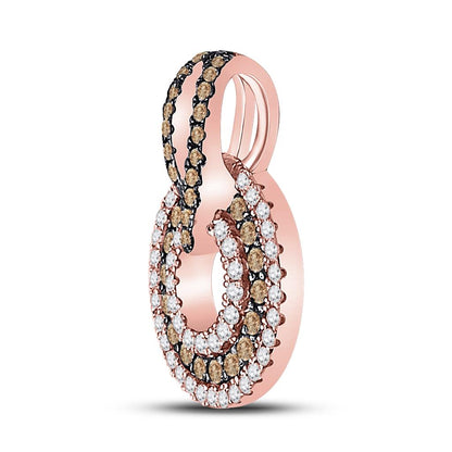 10k Rose Gold Round Brown Diamond Circle Pendant 1/2 Cttw