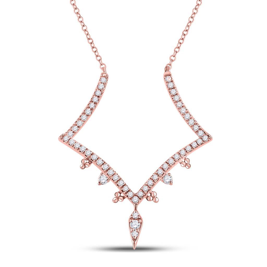 14k Rose Gold Round Diamond Fashion Necklace 1/4 Cttw