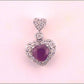 14k White Gold Heart Ruby Diamond Fashion Pendant 3/8 Cttw