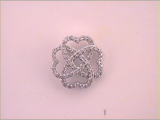 14k White Gold Round Diamond Clover Heart Pendant 1/4 Cttw