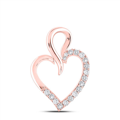 10k Rose Gold Round Diamond Outline Heart Pendant 1/6 Cttw